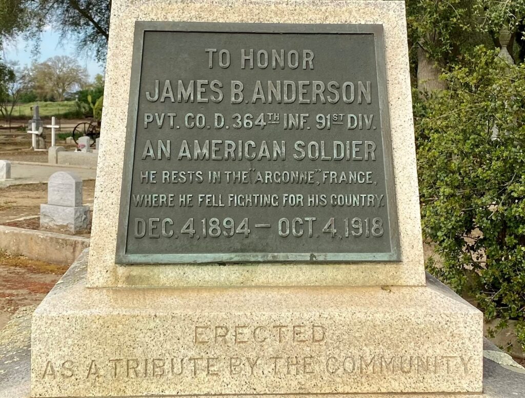 JAMES B. ANDERSON AN AMERICAN SOLDIER WAR MEMORIAL PLAQUE