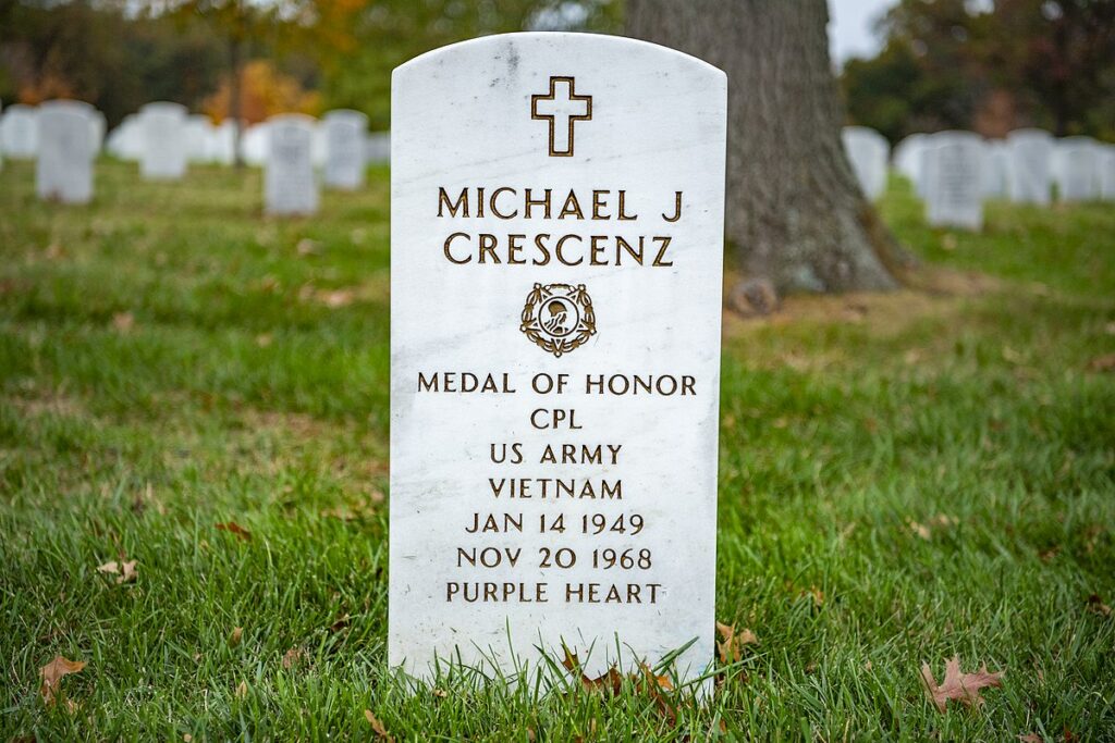 MICHAEL J CRESCENZ MEDAL OF HONOR WAR MEMORIAL GRAVESTONE