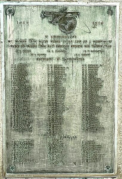 WAVERLY WORLD WAR I MEMORIAL PLAQUE