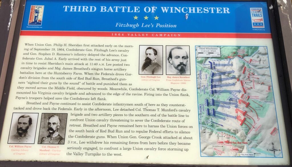 THIRD BATTLE OF WINCHESTER FITZHUGH LEE’S POSITION MEMORIAL PANEL