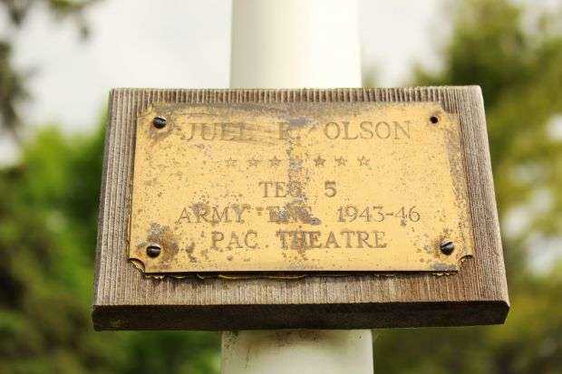TEC5 JUEL R. OLSON MEMORIAL FLAG POLE PLAQUE