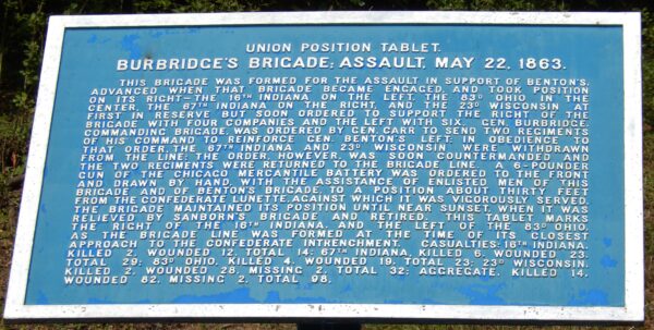 BURBRIDGE’S BRIGADE: ASSAULT, MAY 22, 1863 WAR MEMORIAL PLAQUE