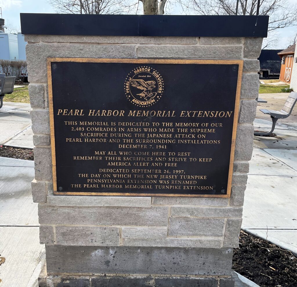 PEARL HARBOR MEMORIAL EXTENSION PLAQUE TRENTON