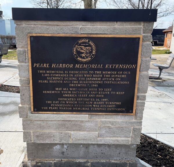 PEARL HARBOR MEMORIAL EXTENSION PLAQUE TRENTON