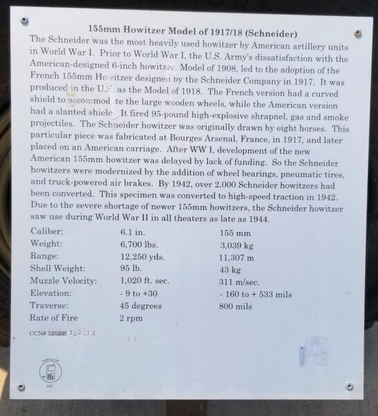 155MM HOWITZER MODEL OF 1917/18 MEMORIAL PLAQUE