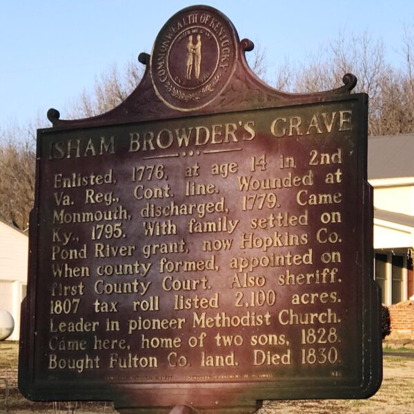 ISHAM BROWDER’S GRAVE REVOLUTIONARY SOLDIER WAR MEMORIAL MARKER