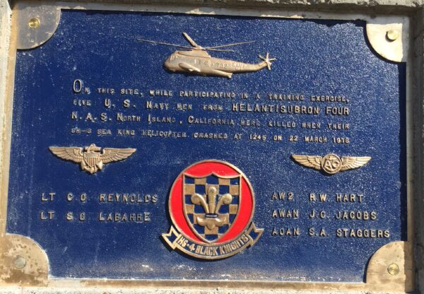 HELICOPTER ANTISUMBMARINE SQUADRON FOUR CRASH SITE MEMORIAL PLAQUE