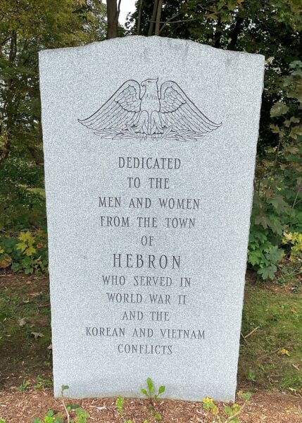TOWN OF HEBRON WAR VETERANS CENTER STONE