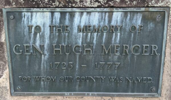 TO THE MEMORY OF GEN. HUGH MERCER WAR MEMORIAL PLAQUE