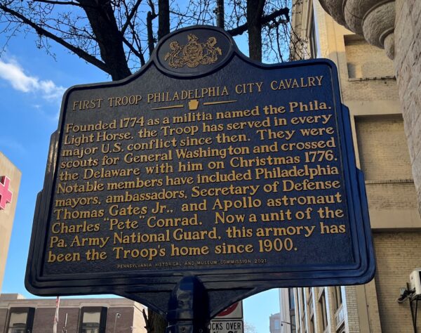 FIRST TROOP PHILADELPHIA CITY CAVALRY MEMORIAL MARKER