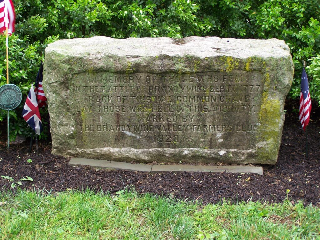 THE BATTLE OF BRANDY WINE FALLEN MEMORIAL STONE