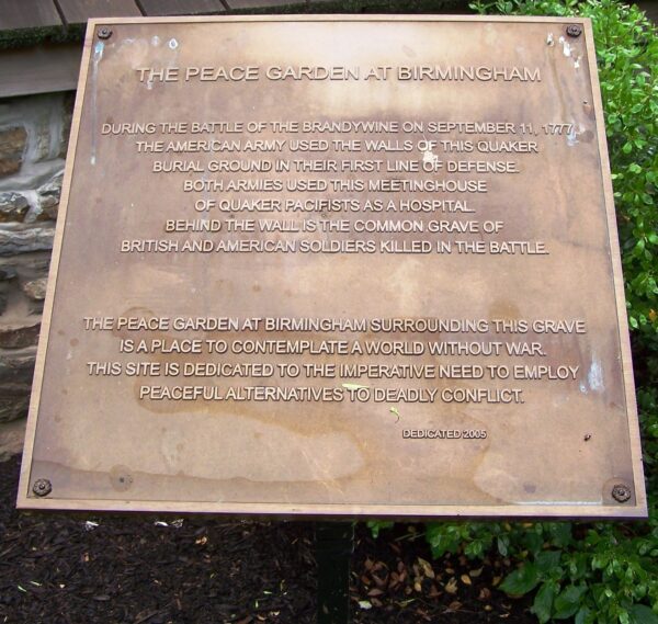THE PEACE GARDEN AT BIRMINGHAM REVOLUTIONARY WAR MEMORIAL PLAQUE