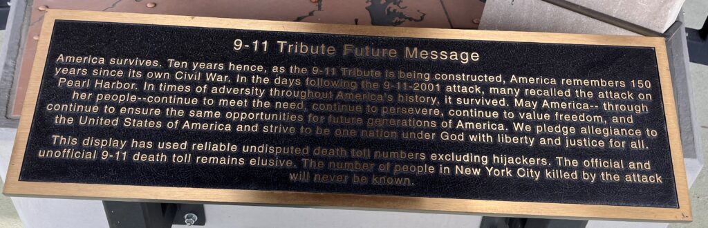 WAYNESBORO 9-11 TRIBUTE FUTURE MESSAGE PLAQUE