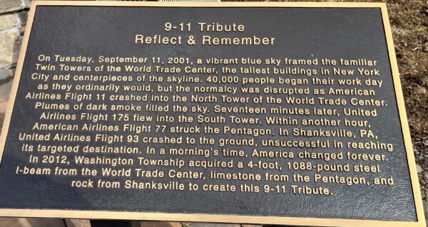 WAYNESBORO 9-11 TRIBUTE REFLECT & REMEMBER MEMORIAL PLAQUE
