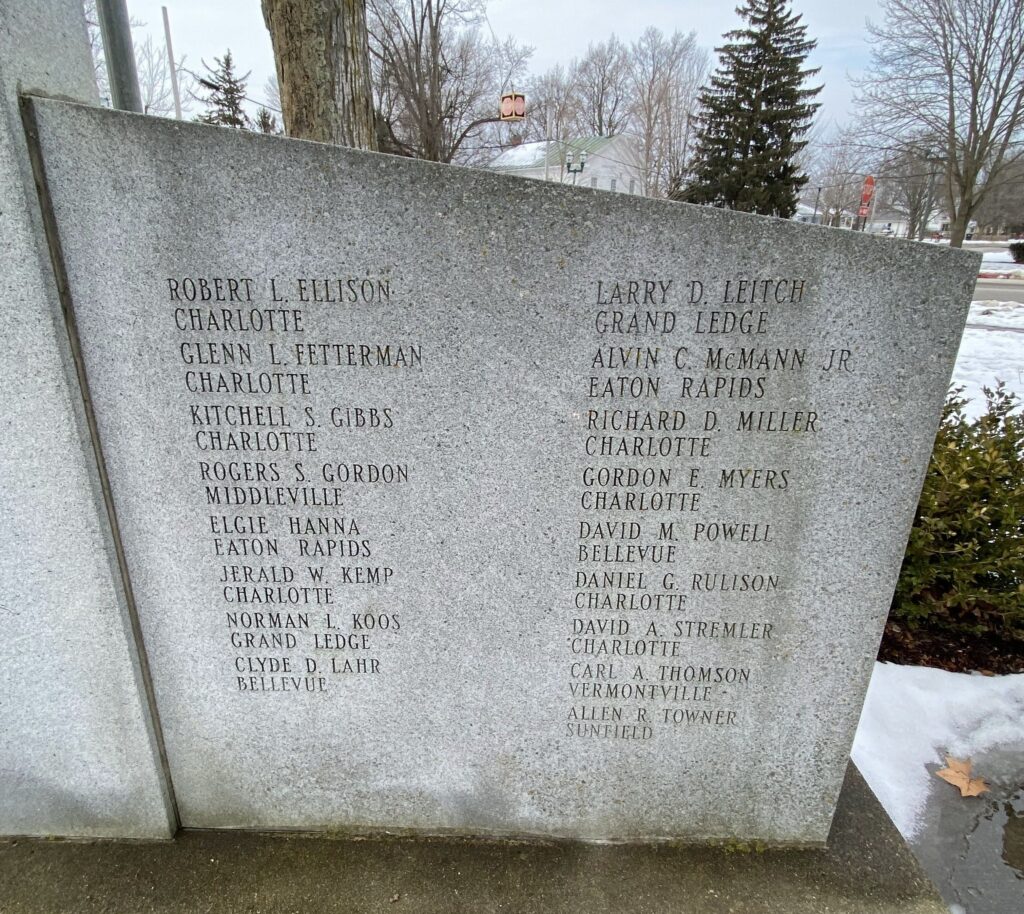 EATON & BARRY COUNTIES VIETNAM VETERANS MEMORIAL RIGHT STONE