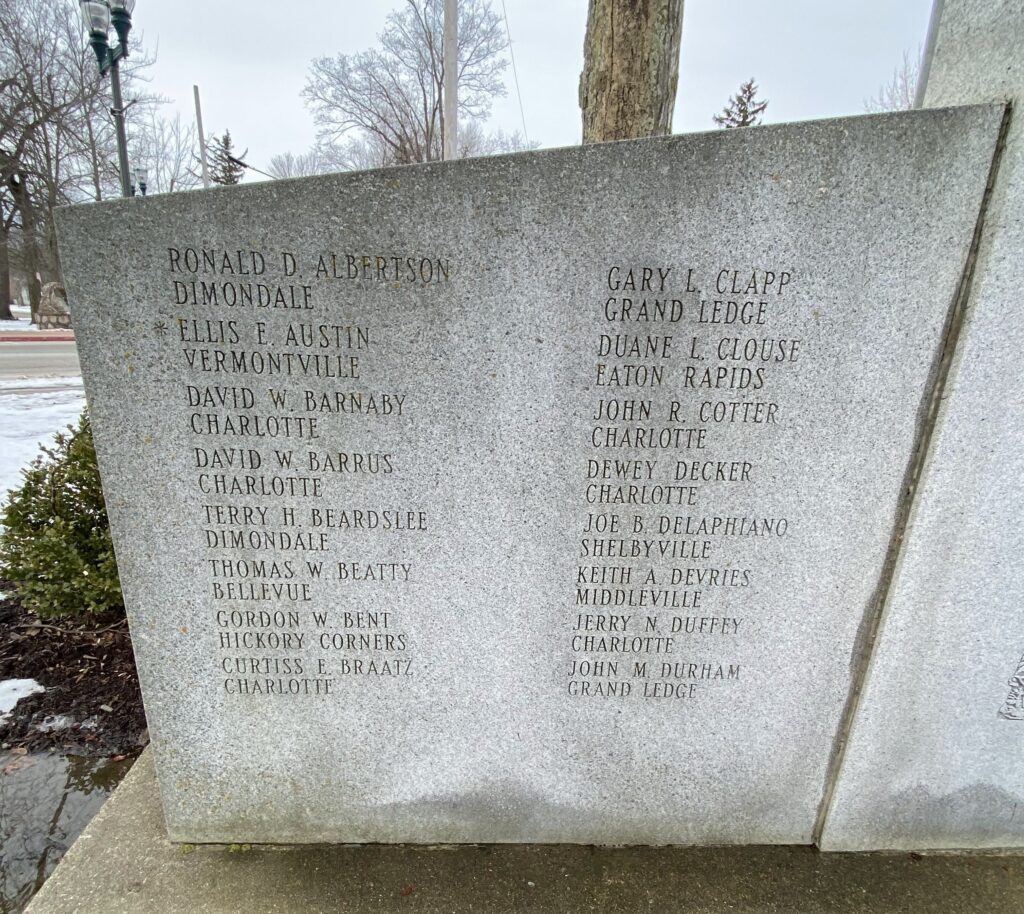 EATON & BARRY COUNTIES VIETNAM VETERANS MEMORIAL LEFT STONE
