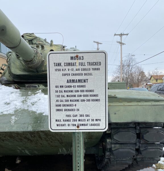 AMERICAN LEGION POST 222 M60A3 TANK MEMORIAL PLAQUE