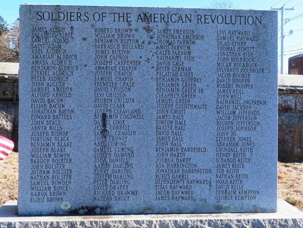 UXBRIDGE SOLDIERS OF THE AMERICAN REVOLUTION MEMORIAL
