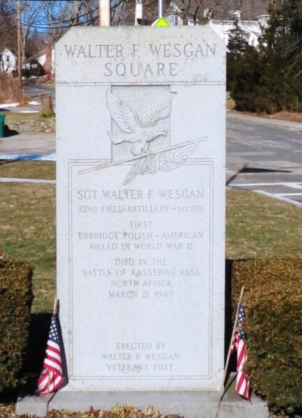 WALTER F. WESGAN SQUARE MEMORIAL STONE FRONT