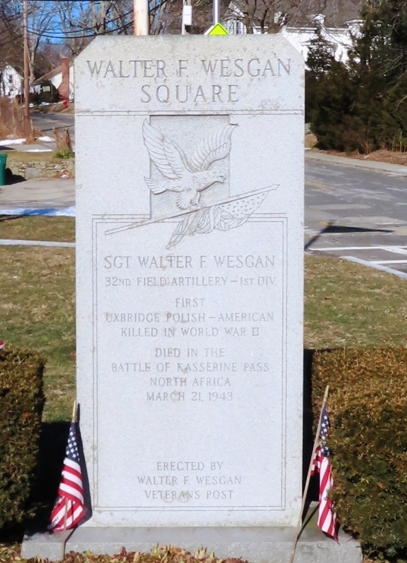 WALTER F. WESGAN SQUARE MEMORIAL STONE FRONT