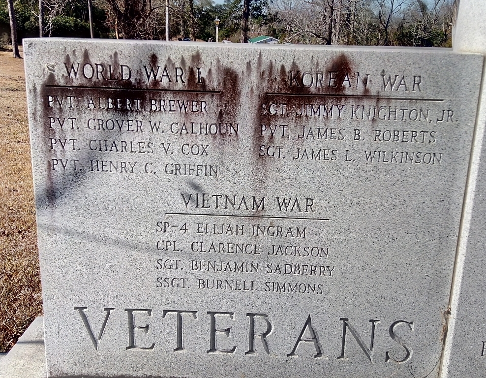 CALHOUN COUNTY ULTIMATE SACRIFICE VETERANS MEMORIAL LEFT STONE