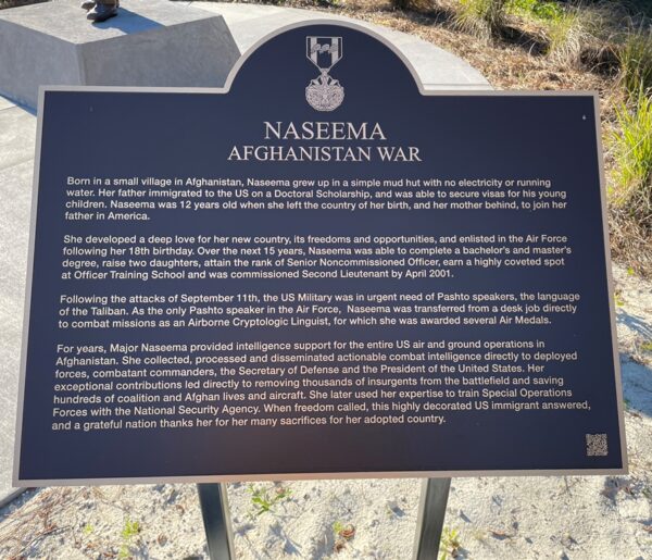 NASEEMA AFGHANISTAN WAR MEMORIAL PLAQUE