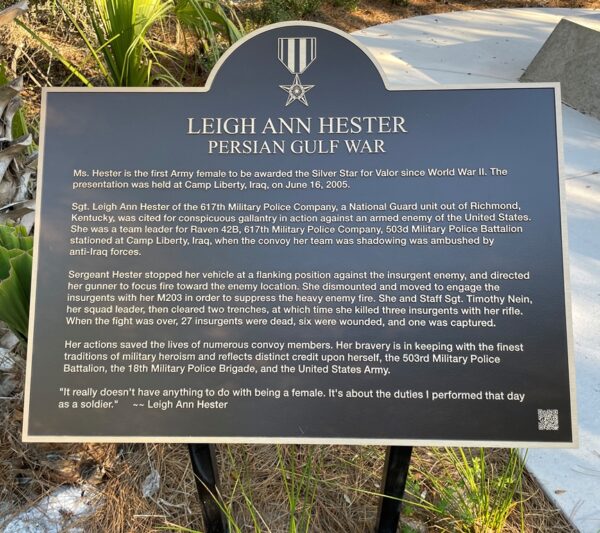 LEIGH ANN HESTER PERSIAN GULF WAR MEMORIAL PLAQUE