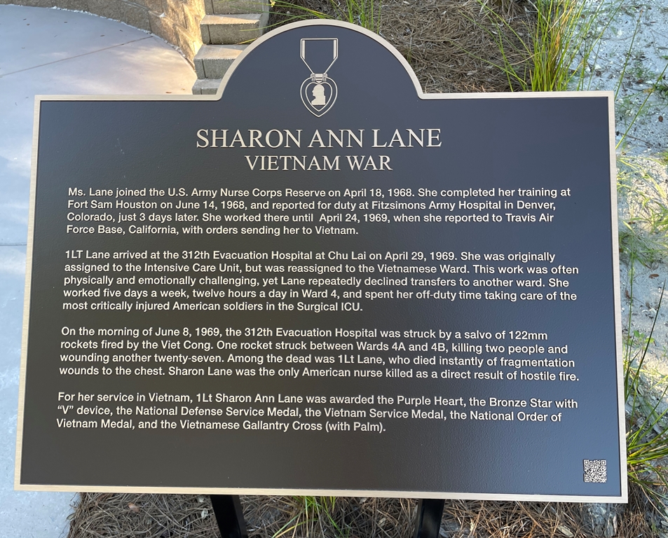 SHARON ANN LANE VIETNAM WAR MEMORIAL PLAQUE