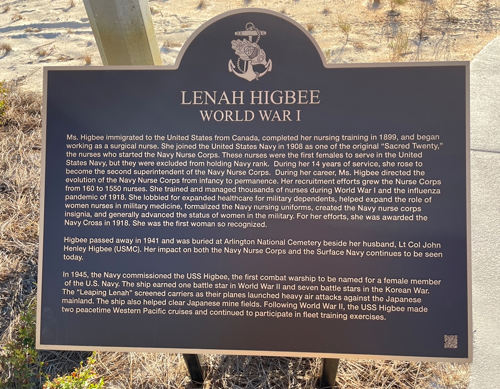 LENAH HIGBEE WORLD WAR I MEMORIAL PLAQUE