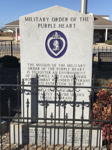 COLBERT COUNTY THE PURPLE HEART WAR MEMORIAL BACK