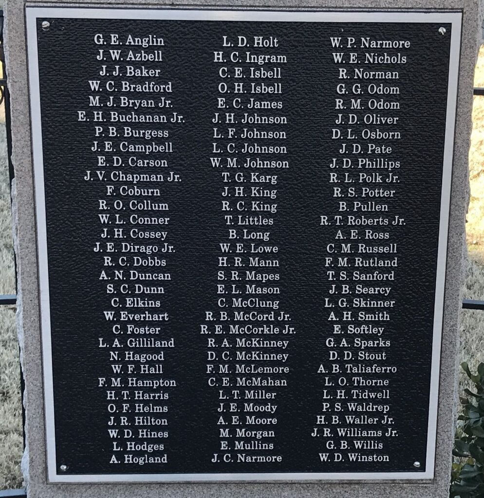 COLBERT COUNTY WORLD WAR II MEMORIAL PLAQUE