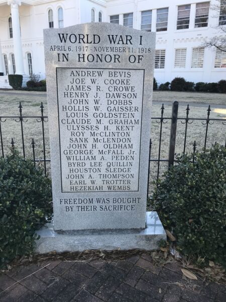 COLBERT COUNTY WORLD WAR I MEMORIAL
