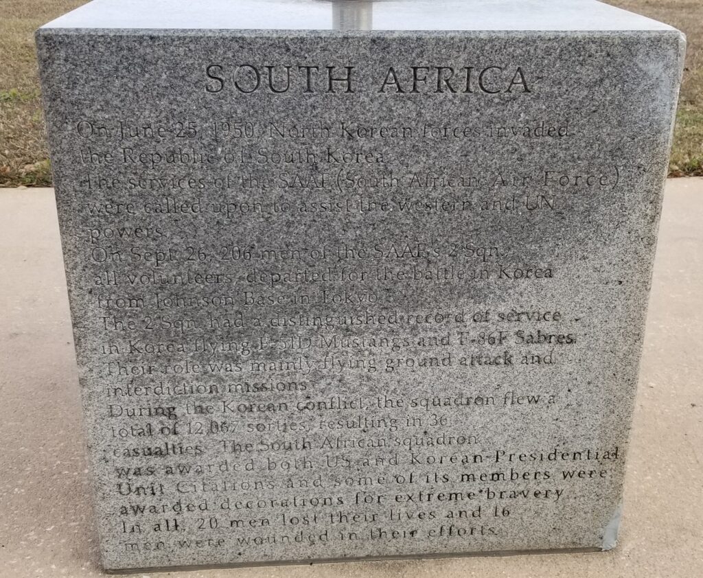 SOUTH AFRICA KOREAN WAR MEMORIAL