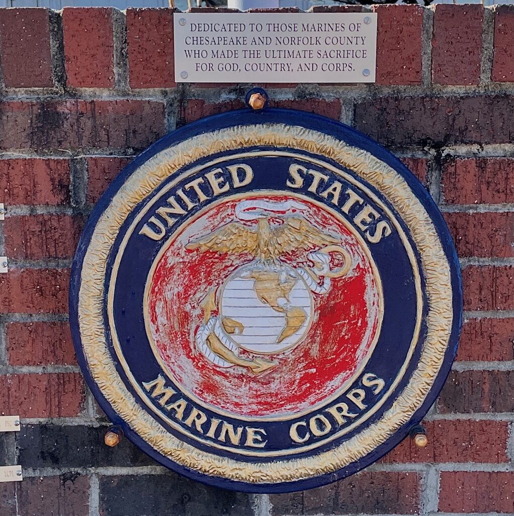 MARINES OF CHESAPEAKE AND NORFOLK COUNTY ULTIMATE SACRIFICE MEMORIAL FLAGPOLE PLAQUE