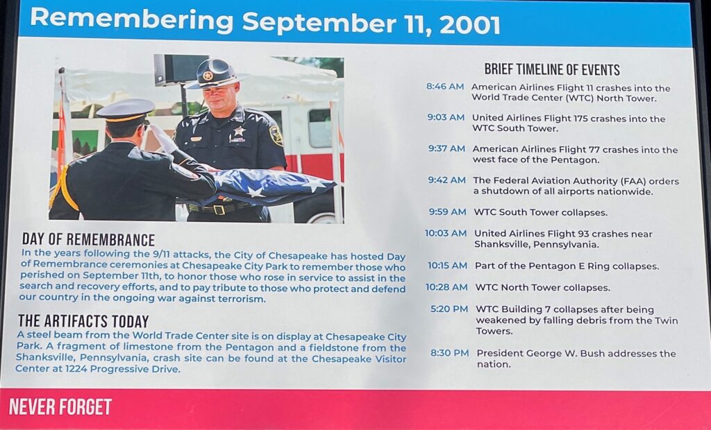 CHESAPEAKE REMEMBERING SEPTEMBER 11, 2001 MEMORIAL PANEL C