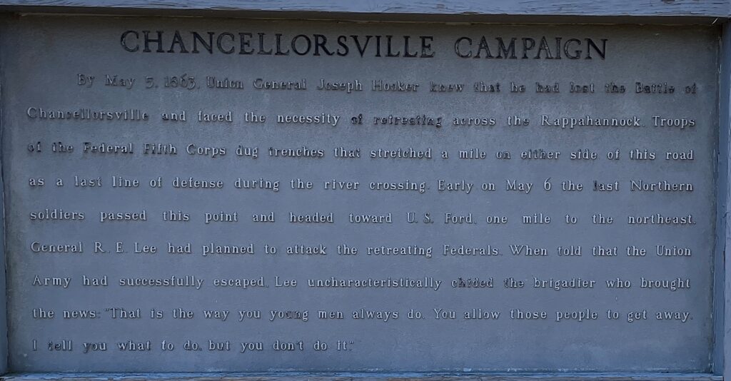 CHANCELLORSVILLE CAMPAIGN MAY 5, 1863 WAR MEMORIAL MARKER