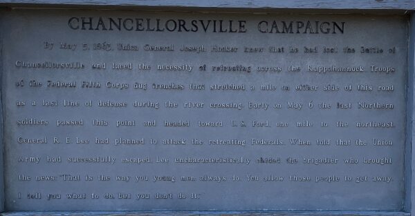 CHANCELLORSVILLE CAMPAIGN MAY 5, 1863 WAR MEMORIAL MARKER