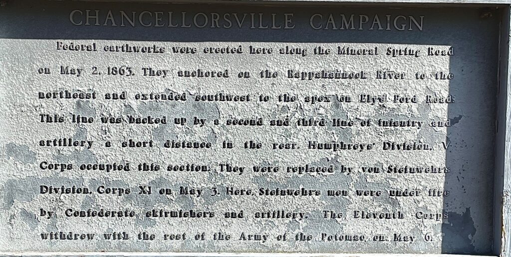 CHANCELLORSVILLE CAMPAIGN MAY 2, 1863 WAR MEMORIAL MARKER