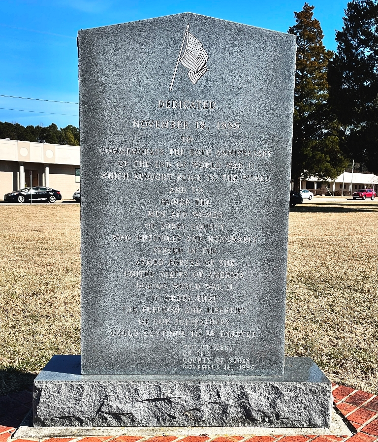 SURRY COUNTY 50TH ANNIVERSARY END OF WORLD WAR II MEMORIAL