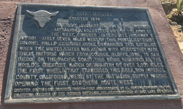 MORMON BATTALION ERECTED 1978 MEMORIAL PLAQUE