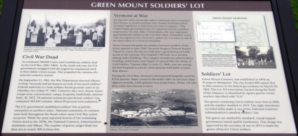 GREEN MOUNT SOLDIERS LOT WAR MEMORIAL PLAQUE