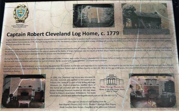 CAPTAIN ROBERT CLEVELAND LOG HOME MEMORIAL PLAQUE