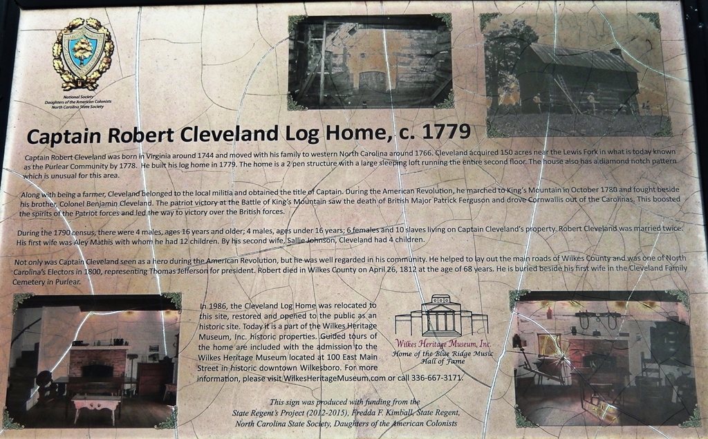 CAPTAIN ROBERT CLEVELAND LOG HOME MEMORIAL PLAQUE