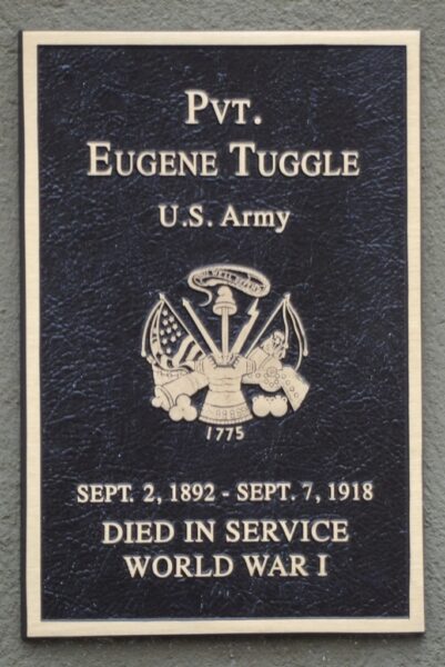PVT. EUGENE TUGGLE WAR MEMORIAL PLAQUE