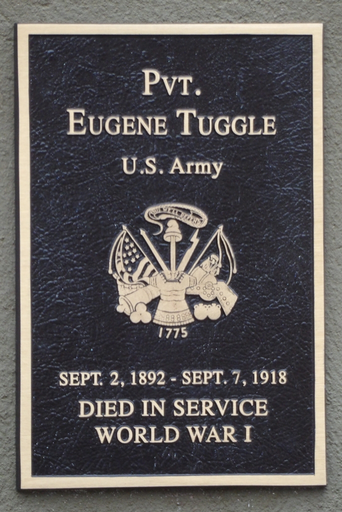 PVT. EUGENE TUGGLE WAR MEMORIAL PLAQUE
