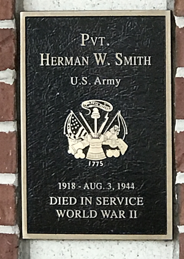 PVT. HERMAN W. SMITH WAR MEMORIAL PLAQUE