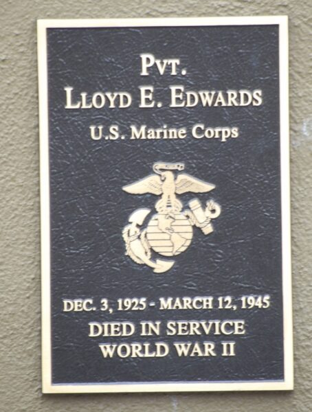 PVT. LLOYD E. EDWARDS WAR MEMORIAL PLAQUE