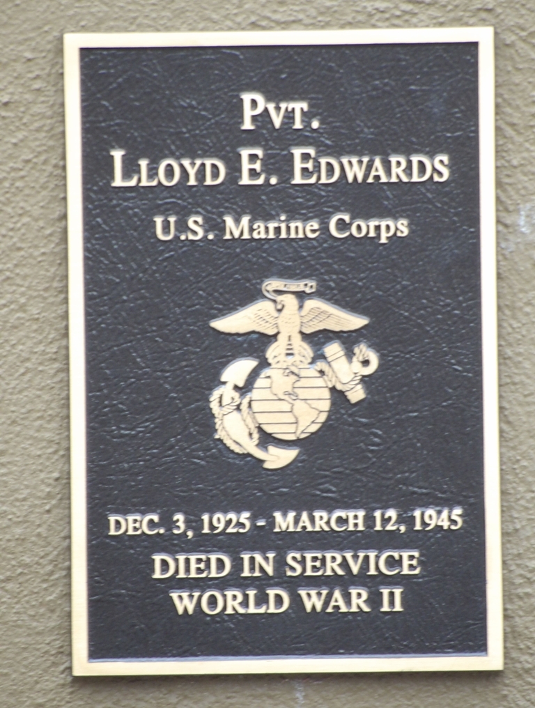 PVT. LLOYD E. EDWARDS WAR MEMORIAL PLAQUE