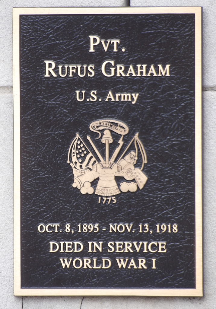 PVT. RUFUS GRAHAM WAR MEMORIAL PLAQUE