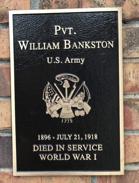 PVT. WILLIAM BANKSTON WAR MEMORIAL PLAQUE